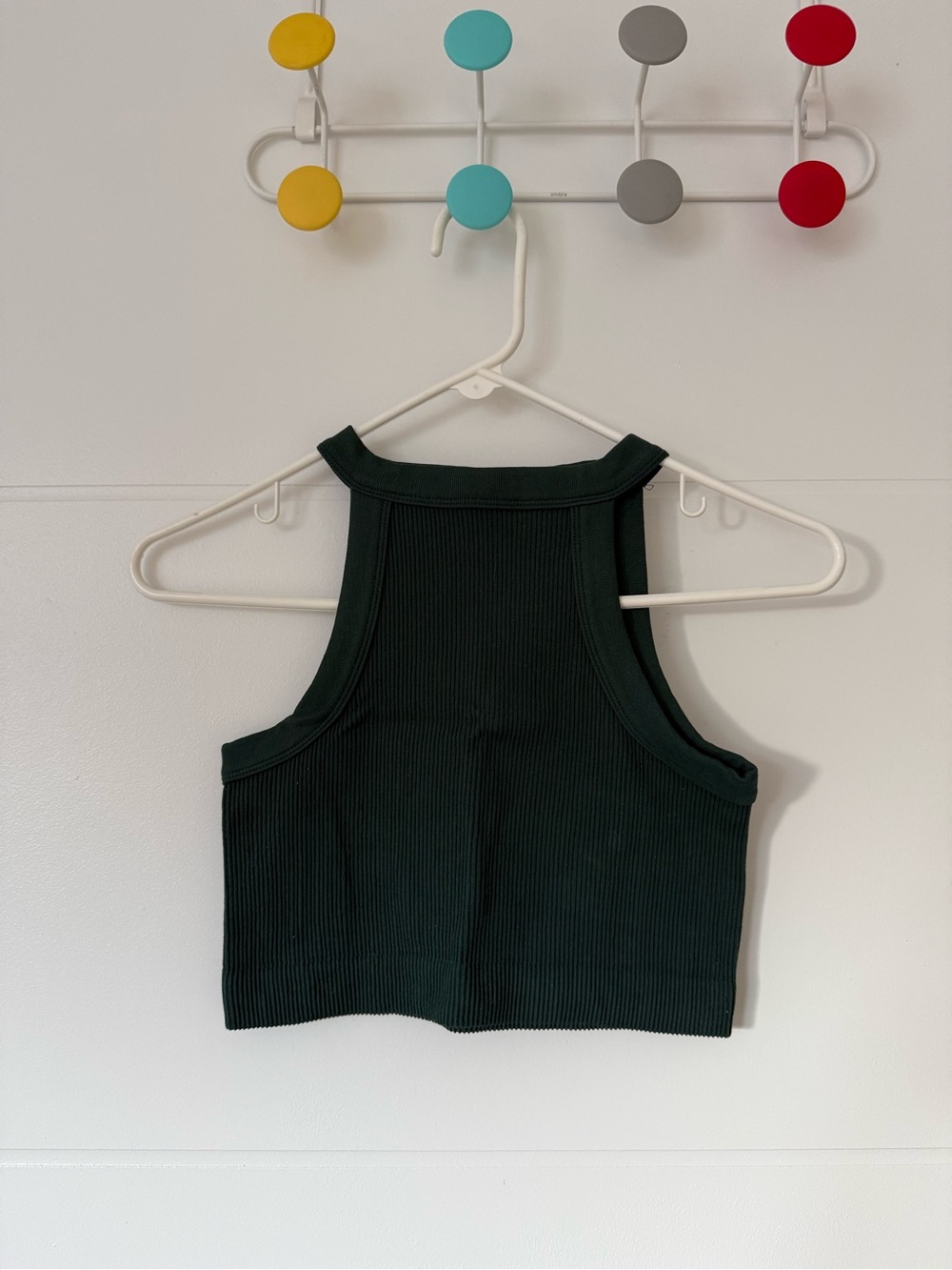 Cotton On Dark Green Ribbed High-Neck Cropped Tank